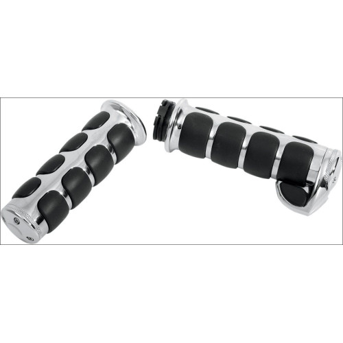 PartzBiz HD: 4411987-Kuryakyn Premium ISO-Grips with Chrome Accent Rings for Harley w/ Cable Throttle | 6212 PartzBiz HD: 4411987-Kuryakyn Premium ISO-Grips with Chrome Accent Rings for Harley w/ Cable Throttle | 6212