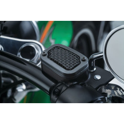 PartzBiz HD KA6537 - Kuryakyn ซาตินสีดำตาข่ายฝาครอบแม่ปั๊มเบรคสำหรับ Harley 15-17 Softail | 6537