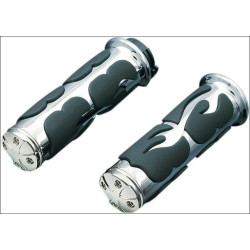 PartzBiz HD KA6262 - Kuryakyn Chrome Universal ISO-Flame Grips for 1" Handlebars (pr) | 6262 PartzBiz HD KA6262 - Kuryakyn Chrome Universal ISO-Flame Grips for 1" Handlebars (pr) | 6262