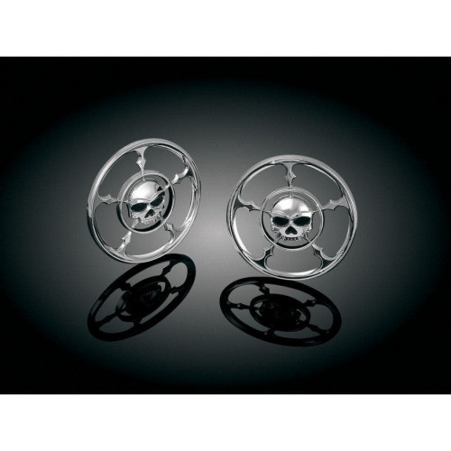 PartzBiz HD: 4411746-Kuryakyn Chrome Zombie Front Fairing Speaker Grills for Harley FLH/T 96-13 | 3787 PartzBiz HD: 4411746-Kuryakyn Chrome Zombie Front Fairing Speaker Grills for Harley FLH/T 96-13 | 3787