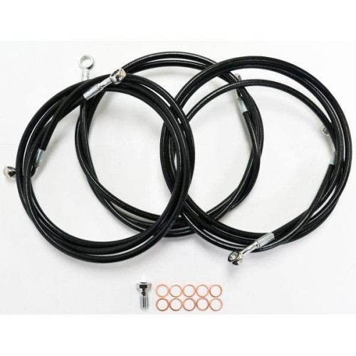 PartzBiz HD: 4411649-La Choppers Black Vinyl Stainless Brake Line Kit for Harley Touring Models 14 - 12"-14"