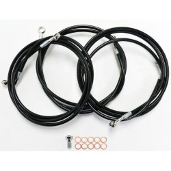 PartzBiz HD DS17413910 - La Choppers Black Vinyl Stainless Brake Line Kit for Harley Touring Models 14 - 18"-20"