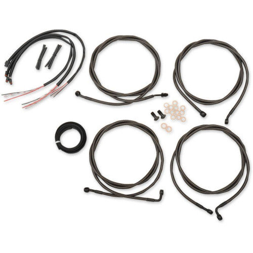 PartzBiz HD: 4411268-LA Choppers Midnight Black Complete ชุดสายเคเบิลขยาย 18 ”-20” ABS FLHT/X 17 | LA-8054KT2-19M