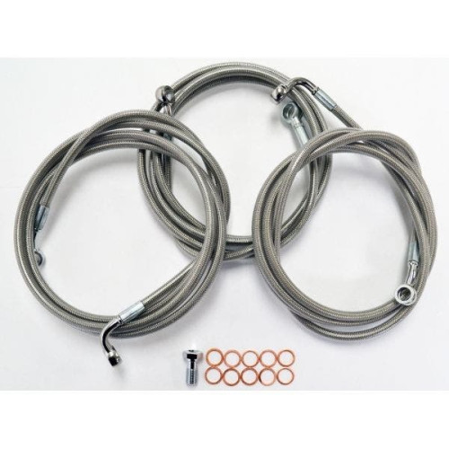 PartzBiz HD: 4411237-ชุดสายเบรคสแตนเลส La Choppers สำหรับ Harley Touring รุ่น 14 - 18 ”-20 ”