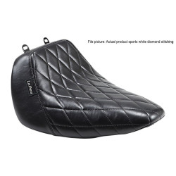 PartzBiz HD LPLYO-007DMWTP - Le Pera Black Bare Bones Solo Seat Diamond White Stitch Harley M8 Fat Boy 18-23
