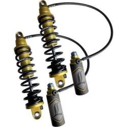 PartzBiz HD DS13101906 - Legend Suspension 13” Gold Standard REVO ARC Remote Reservoir Shocks HD FL 09-13 1310-1906 13101906 electra road street glide king fat bob boy low softail slim deluxe Heritage Harley Davidson FXR Disc Glide Low Rider Sport Grand touring อ่างเก็บน้ำแบบกำหน
