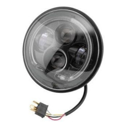 PartzBiz HD TRLE0106 - Letric LLC-LHP-7B LED Halo Style 7 ” ไฟหน้า HID สีดำ 12V Universal