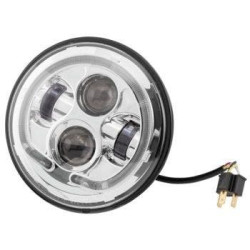 PartzBiz HD TRLE0107 - Letric LLC-LHP-7C LED Halo Style 7 ” ไฟหน้า HID Chrome 12V Universal