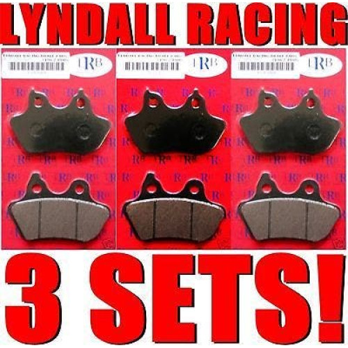 PartzBiz HD: 4410370-Lyndall Racing 3 ชุด 7195-Z+ ผ้าเบรคคู่หน้าและหลัง Z-Plus Harley 00-07
