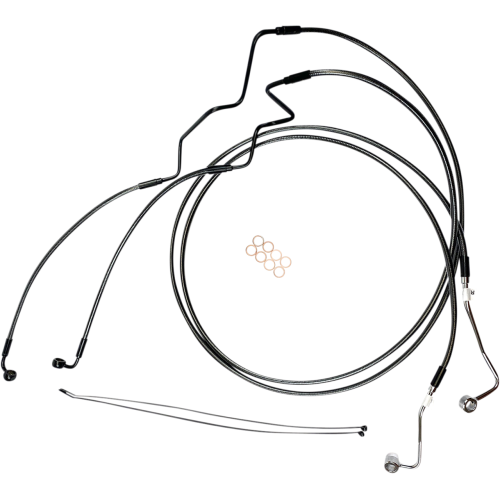 PartzBiz HD: 4410050-MAgnum Designer DOT +4" Extended ABS Touring Front Lower Dual Disc Brake Line Kit Sterling Chromite Harley Touring 14-Up