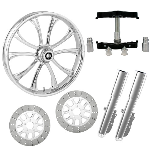 PartzBiz HD: 4409816-Maverick Chrome 23 ” ยางล้อ Dual Rotors Raked Triple Trees Lowers & Sliders | ไม่ฝักใฝ่ฝ่ายใด-DUAL-CHR-KIT-PCKG