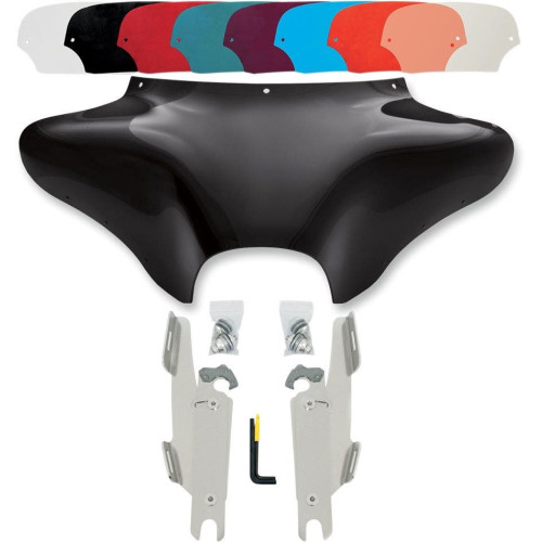 PartzBiz HD: 4409733-Memphis Shades Batwing Fairing Kit ล็อคทริกเกอร์ขัดเงา Mounts กระจก FLST | MEM7011 และ MEK1951