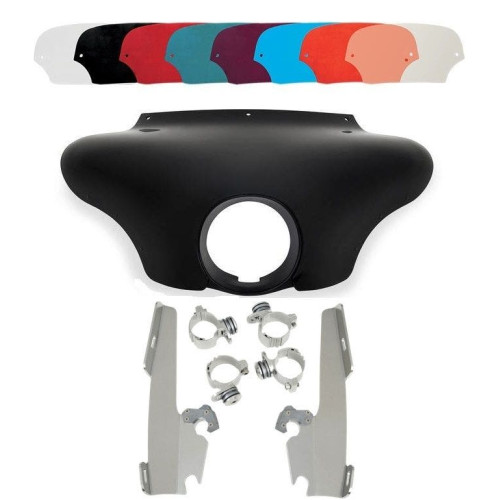 PartzBiz HD: 4409737-Memphis Shades Batwing Fairing ขัดเงา Trigger Lock Mount Shield FXD FXDL 1200C | MEM7081 และ MEM8967