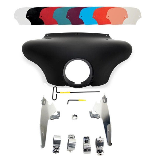 PartzBiz HD: 4409745-Memphis Shades Batwing Fairing ขัดเงา Trigger Lock Mount Shield XL 883L 11-18 | MEM7081 และ MEK2004