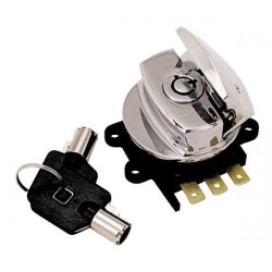 PartzBiz HD MU15010 - สวิตช์จุดระเบิด Chrome กลาง USA พร้อมกุญแจกลม Harley Softail; ไดนาและโร้ดคิง