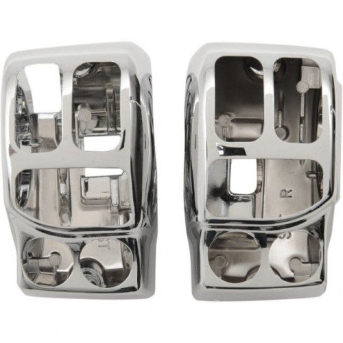 PartzBiz HD: 4409094-ที่อยู่อาศัยปุ่มสวิทช์ Chrome ชุดคู่สไตล์ OE ควบคุม Harley Touring 14-20
