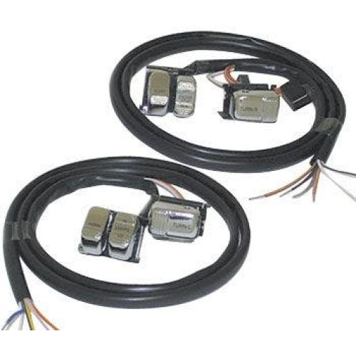 PartzBiz HD: 4409058-Mid USA Handlebar Wiring Kit (+12") w/ Chrome Switches 48" Wiring Harness 96-06