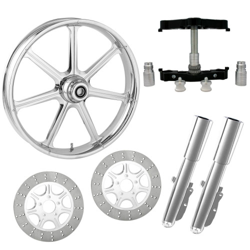 PartzBiz HD: 4408870-Mission Chrome 23” ยางล้อแบบ Dual Rotors พร้อม Raked Triple Trees Lowers & Sliders | ภารกิจ-DUAL-CHR-KIT-PCKG