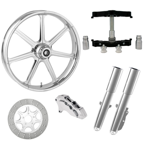 PartzBiz HD: 4408871-Mission Chrome 23” ยางล้อด้านเดียวพร้อมท่อนล่างและตัวเลื่อนแบบ Raked Triple Trees | ภารกิจ-SNGL-CHR-KIT-23PCKG