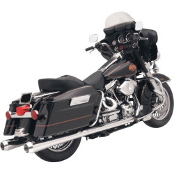PartzBiz HD DS18010184 - Bassani Chrome Megaphone Polished 4" Slip-On Mufflers 2.25" Baffle Harley 95-16 | FLH-517