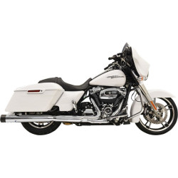 PartzBiz HD DS18011082 - Bassani DNT Deep N Throaty Chrome Black Tip 4" Slip On Mufflers Straight FLH 17 | 1F72DNT5