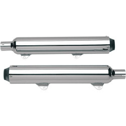 PartzBiz HD DS18010374 - Kerker Chrome 3.5" Slip On Mufflers for Harley Touring 10-15 | 128-78120