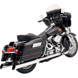 PartzBiz HD DS18010506 - Bassani Chrome Slant Cut Slash Up 4" Slip-On Mufflers 2" Baffle Harley 95-16 | FLH-529