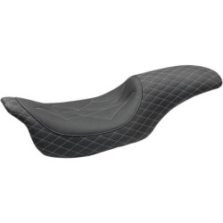 PartzBiz HD MD74111GM - Mustang 74111GM Blk/Grey Diamond Stitch Revere Journey 2-Up Seat H-D FLH/T 08-Up PartzBiz HD MD74111GM - Mustang 74111GM Blk/Grey Diamond Stitch Revere Journey 2-Up Seat H-D FLH/T 08-Up