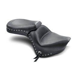 PartzBiz HD MD76126 - Mustang 76126 Black Chrome Studded One Piece Touring Seat Backrest 06-18 VN900 489301 0810-0508 08100508