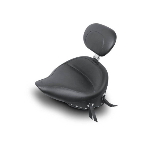 PartzBiz HD: 4408557-Mustang Seat 79485 Wide Chrome Studded Solo Seat w/ Backrest 08-23 Harley FL 489168 0802-0491 08020491
