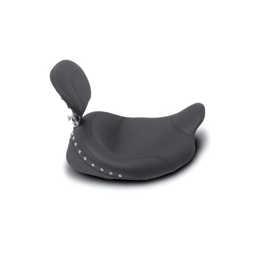 PartzBiz HD: 4408562-Mustang Wide Chrome Studded Solo Seat พร้อมพนักพิงแบบถอดได้ Harley 08-23 FLH/FLT | 79602 PartzBiz HD: 4408562-Mustang Wide Chrome Studded Solo Seat พร้อมพนักพิงแบบถอดได้ Harley 08-23 FLH/FLT | 79602