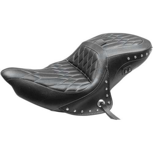 PartzBiz HD: 4408569-Mustang 79664WT Black Concho / Diamond Heated 2-Up Seat Indian Roadmaster 16-Up