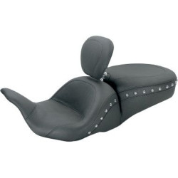 PartzBiz HD MD79704 - Mustang Lowdown Studded Chrome Seat W/ Driver Backrest Harley Touring FLH 08-17 | 79704 PartzBiz HD MD79704 - Mustang Lowdown Studded Chrome Seat W/ Driver Backrest Harley Touring FLH 08-17 | 79704