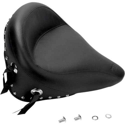 PartzBiz HD: 4408474-Mustang Seat Wide Chrome Studded Solo Seat Harley Softail 00-05 FXST 00-07 FLST | 75094