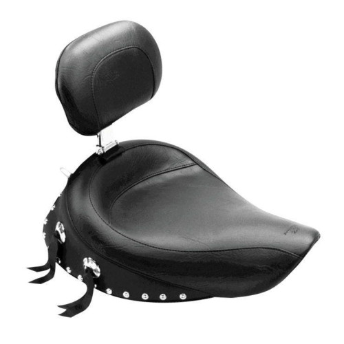 PartzBiz HD: 4408409-Mustang Studded Wide Solo Seat พร้อมพนักพิงคนขับแบบถอดได้สำหรับ Harley Dyna 96-03 | 79109 PartzBiz HD: 4408409-Mustang Studded Wide Solo Seat พร้อมพนักพิงคนขับแบบถอดได้สำหรับ Harley Dyna 96-03 | 79109