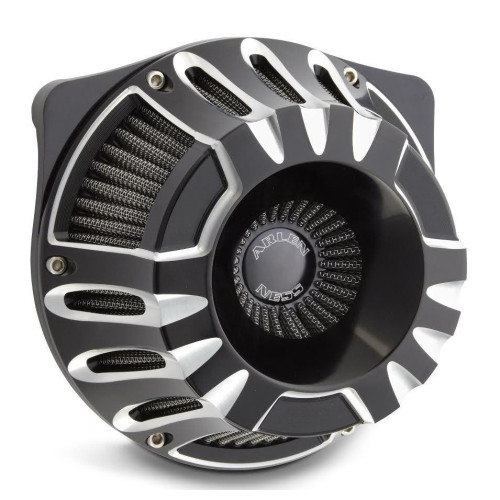 PartzBiz HD: 4408201-Arlen Ness Inverted Deep Cut Black Cut Stage 1 Air Cleaner Harley Twin Cam 99-15 | 18-929