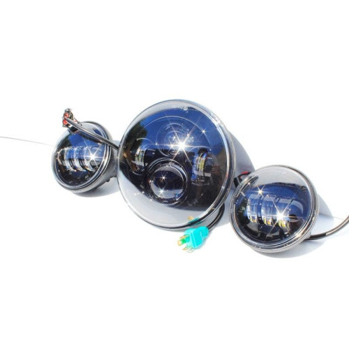 PartzBiz HD: 4408213-ใหม่ 7 ” ไฟหน้าโปรเจคเตอร์ LED Daymaker และไฟส่องผ่านสำหรับ Harley Touring Black