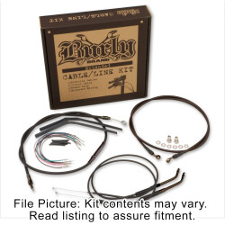 PartzBiz HD B30-1016 - Burly Black Vinyl Extended Cable Kit for 16" Handlebars Harley FXST 07-10 | B30-1016