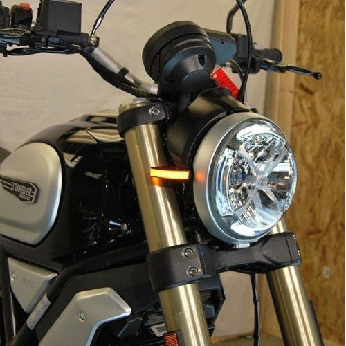 PartzBiz HD: 4408162-New Rage Cycles ไฟเลี้ยว LED สีอำพันด้านหน้าคู่ '18 Ducati Scrambler 1100 สุดยอดการอัพเกรดใหม่ไฟเลี้ยวไฟเลี้ยวแบบกำหนดเอง 578935