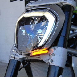 PartzBiz HD TR578766 - New Rage Cycles XD-FS สัญญาณไฟเลี้ยว LED ด้านหน้าสีดำ 16-18 Ducati XDiavel 1200 ตัวบ่งชี้การเปลี่ยนเครื่องหมายด้านข้างอัพเกรดรถจักรยานยนต์ใหม่ที่ดีที่สุด