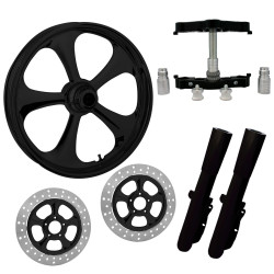 PartzBiz HD NITRO-DUAL-BLK-KIT-PCKG - ยางล้อ Nitro Black 23” Dual Rotors พร้อมท่อนล่างและตัวเลื่อน Raked Triple Trees | ไนโตร-DUAL-BLK-KIT-PCKG