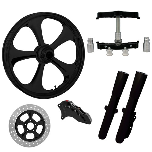 PartzBiz HD: 4408110-ยางล้อ Nitro Black 23” ด้านเดียวพร้อมท่อนล่างและสไลเดอร์แบบ Raked Triple Trees | ไนโตร-SNGL-BLK-KIT-23PCKG