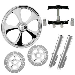 PartzBiz HD NITRO-DUAL-CHR-KIT-PCKG - ยางล้อ Nitro Chrome 23” Dual Rotors พร้อมท่อนล่างและตัวเลื่อน Raked Triple Trees | ไนโตร-DUAL-CHR-KIT-PCKG