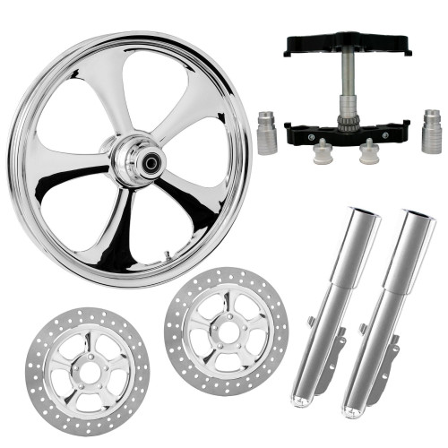 PartzBiz HD: 4408111-ยางล้อ Nitro Chrome 23” Dual Rotors พร้อมท่อนล่างและตัวเลื่อน Raked Triple Trees | ไนโตร-DUAL-CHR-KIT-PCKG