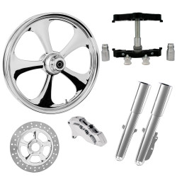 PartzBiz HD NITRO-SNGL-CHR-KIT-23PCKG - ยางล้อ Nitro Chrome 23 ” ด้านเดียวพร้อมท่อนล่างและตัวเลื่อนแบบ Raked Triple Trees | ไนโตร-SNGL-CHR-KIT-23PCKG