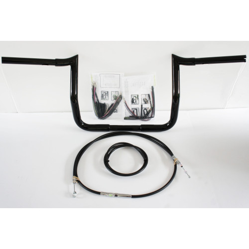 PartzBiz HD: 4407978-Paul Yaffe Bagger 10" Black Monkey Bar Handlebar Package Kit Harley FLH ABS | MBB1.25B-10 Kit-ABS-08-13