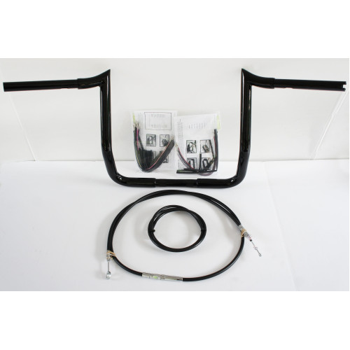 PartzBiz HD: 4407980-ชุดแพ็คเกจแฮนด์บาร์ Paul Yaffe Bagger 12 ” Black Monkey Bar Harley FLH ABS | ชุด MBB-125-B-ABS-08-13