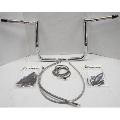 PartzBiz HD: 4407942-ชุดแพ็คเกจแฮนด์ Paul Yaffe Bagger 14 ” Chrome Monkey Bar Harley FLH ABS | MBB125C-14-Kit