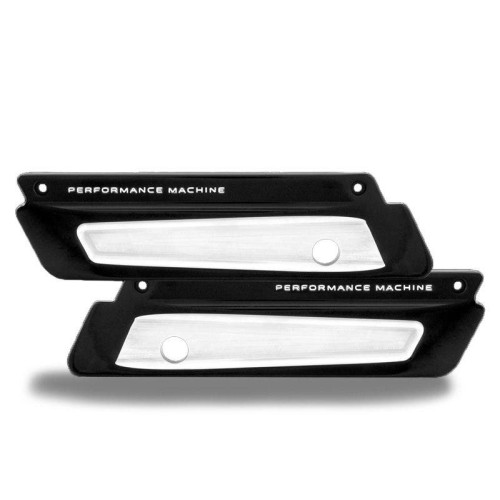 PartzBiz HD: 4407707-Performance Machine Black Contrast Cut Scallop Line Saddlebag Latch Covers Harley FLH/FLT | 0200-2004-BM