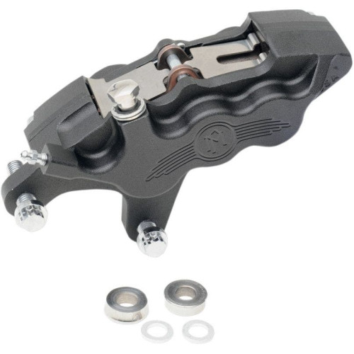 PartzBiz HD: 4407684-Performance Machine Black Ops 11.5 ด้านซ้าย 6 คาลิเปอร์ลูกสูบสำหรับ 00-15 Harley - 0051-2915-SMB
